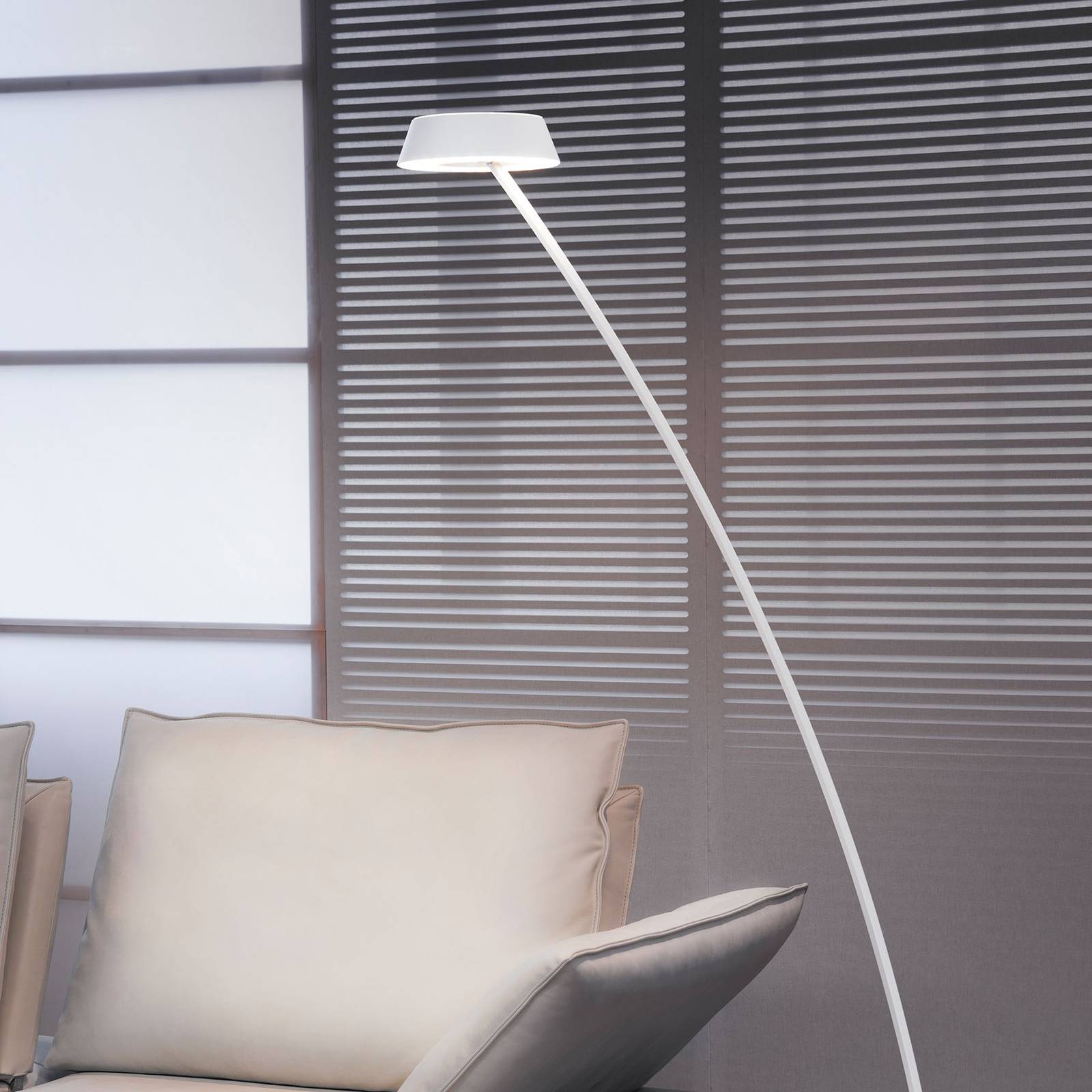 OLIGO Glance LED stojací lampa oblouk bílá matná